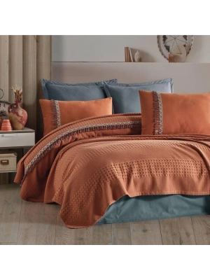 Clasy Çift Kişilik Butik Pike Takımı Bohemline V2 Kiremit