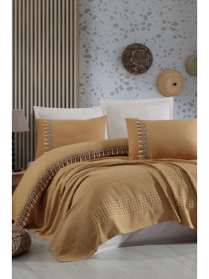 Clasy Çift Kişilik Butik Pike Takımı Bohemline V6 Hardal