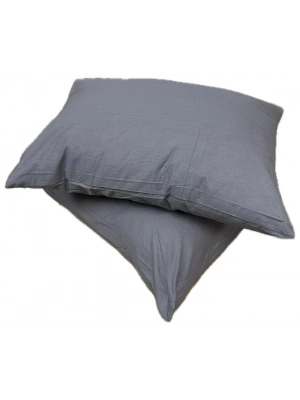 Clasy Ranforce %100 Pamuk 2 Adet Yastık Kılıfı Düz Antrasit Mavi