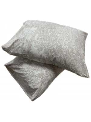 Clasy Ranforce %100 Pamuk 2 Adet Yastık Kılıfı Yaprak Desenli Bej