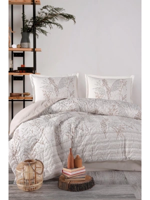 Clasy Ranforce %100 Pamuk Çift Kişilik Dört Mevsim Set Betina V1 Taş Rengi