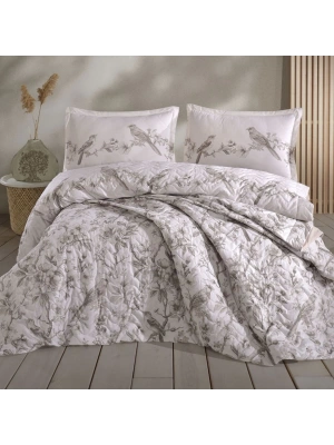 Clasy Ranforce %100 Pamuk Çift Kişilik Dört Mevsim Set Mevlin V1 Bej