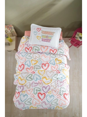 Clasy Ranforce %100 Pamuk Tek Kişilik Yatak Örtüsü Selfie V1 Pudra