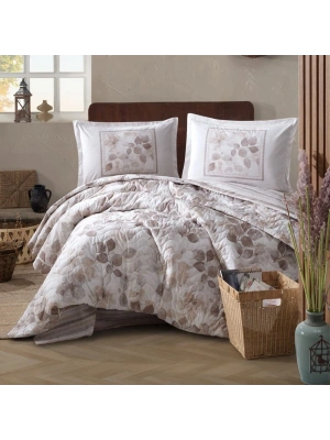 Clasy Ranforce %100 Pamuk Çift Kişilik Dört Mevsim Set Semeran V1 Bej