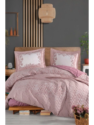 Clasy Ranforce %100 Pamuk Çift Kişilik Dört Mevsim Set Serel V1 Pembe