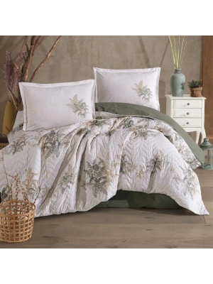 Clasy Ranforce %100 Pamuk Çift Kişilik Dört Mevsim Set Virele V1 Yeşil