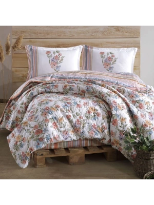 Clasy Ranforce %100 Pamuk Çift Kişilik Dört Mevsim Set Zemi Pudra