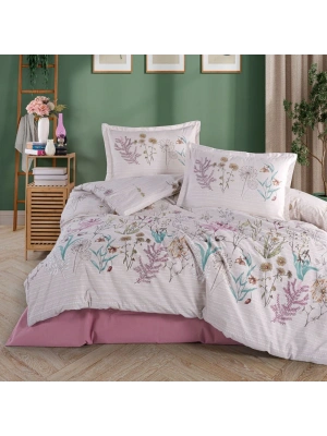 Clasy Ranforce %100 Pamuk Çift Kişilik Nevresim Takımı Bahari V1 Pembe