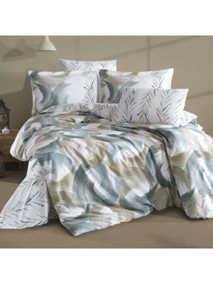 Clasy Ranforce %100 Pamuk Çift Kişilik Nevresim Takımı Estiva V1 Yeşil