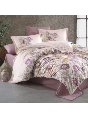 Clasy Ranforce %100 Pamuk Çift Kişilik Nevresim Takımı Mirante V1 Pembe