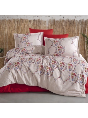 Clasy Ranforce %100 Pamuk Çift Kişilik Nevresim Takımı Navas V1 Kırmızı