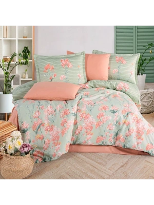 Clasy Ranforce %100 Pamuk Çift Kişilik Nevresim Takımı Nivora V1 Pudra