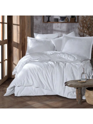 Clasy Ranforce %100 Pamuk Çift Kişilik Nevresim Takımı Velvet V1 Beyaz