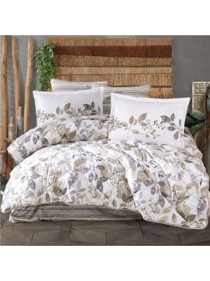 Clasy Ranforce %100 Pamuk Çift Kişilik Yorgan Seti Azura V1 Bej