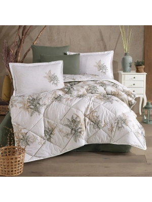 Clasy Ranforce %100 Pamuk Çift Kişilik Yorgan Seti Virele V1 Yeşil