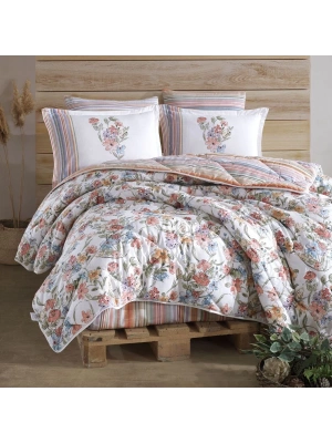 Clasy Ranforce %100 Pamuk Çift Kişilik Yorgan Seti Zemi V1 Pudra