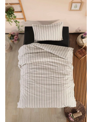 Clasy Ranforce %100 Pamuk Nevresim Takımı Tek Kişilik Dezza V1 Füme