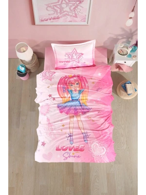 Clasy Ranforce %100 Pamuk Nevresim Takımı Tek Kişilik Shine V1 Pembe