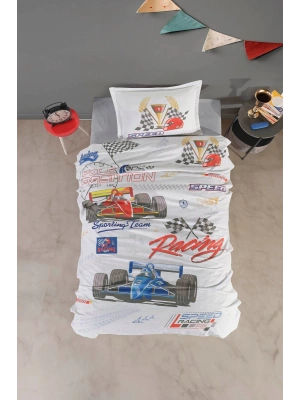 Clasy Ranforce %100 Pamuk Nevresim Takımı Tek Kişilik Speed Time V1 Gri