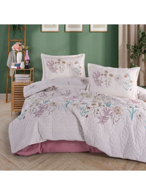 Clasy Ranforce %100 Pamuk Tek Kişilik Dört Mevsim Set Bahari V1 Pembe