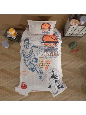 Clasy Ranforce %100 Pamuk Tek Kişilik Dört Mevsim Set Basketball V1 Bej