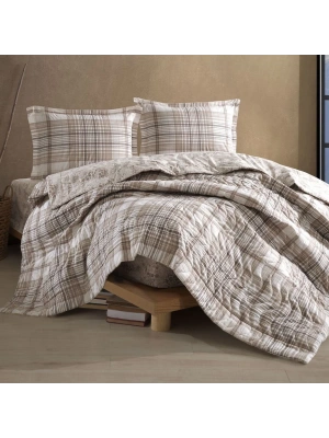 Clasy Ranforce %100 Pamuk Tek Kişilik Dört Mevsim Set Ravel V1 Bej