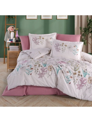 Clasy Ranforce %100 Pamuk Tek Kişilik Nevresim Bahari V1 Pembe