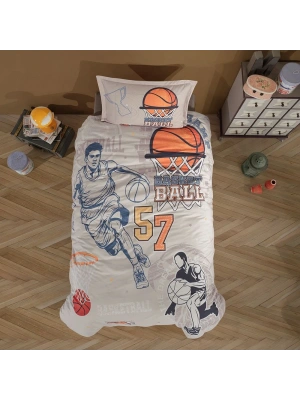 Clasy Ranforce %100 Pamuk Tek Kişilik Nevresim Basketball V1 Bej