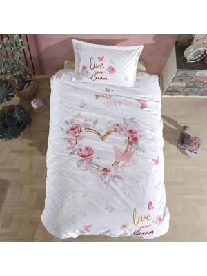 Clasy Ranforce %100 Pamuk Tek Kişilik Nevresim Dream V1 Bej