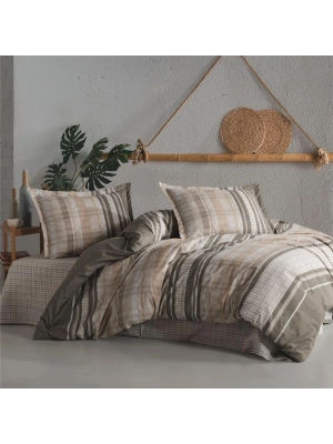 Clasy Ranforce %100 Pamuk Tek Kişilik Nevresim Modena V1 Bej