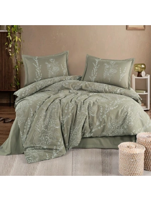 Clasy Ranforce %100 Pamuk Tek Kişilik Nevresim Vinya V1 Yeşil