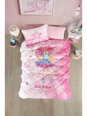 Clasy Ranforce %100 Pamuk Tek Kişilik Yorgan Seti Shine V1 Pembe