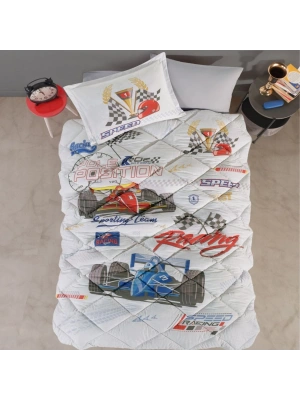 Clasy Ranforce %100 Pamuk Tek Kişilik Yorgan Seti Speed Time V1 Gri
