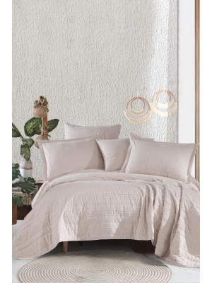 Clasy Ranforce %100 Pamuk Tek Kişilik Yatak Örtüsü Seti Avola V5 Taş Rengi