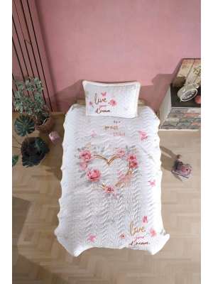 Clasy Ranforce %100 Pamuk Tek kişilik Yatak Örtüsü Seti Dream V1 Bej