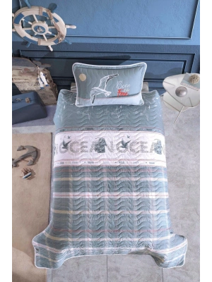 Clasy Ranforce %100 Pamuk Tek Kişilik Yatak Örtüsü Seti Ocean V1 Mavi