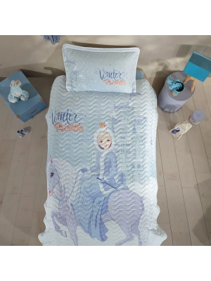 Clasy Ranforce %100 Pamuk Tek Kişilik Yatak Örtüsü Winter Princess V1 Turkuaz