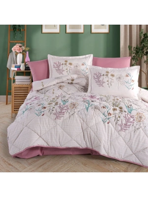 Clasy Ranforce %100 Pamuk Tek Kişilik Yorgan Seti Bahari V1 Pembe