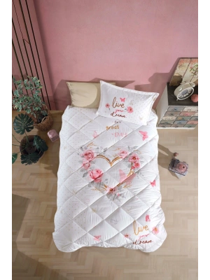 Clasy Ranforce %100 Pamuk Tek Kişilik Yorgan Seti Dream V1 Bej