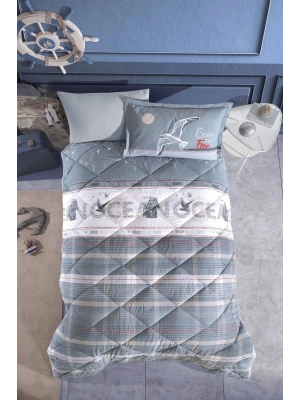 Clasy Ranforce %100 Pamuk Tek Kişilik Yorgan Seti Ocean V1 Mavi