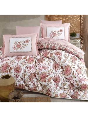 Clasy Ranforce %100 Pamuk Tek Kişilik Yorgan Seti Omeya V1 Pudra