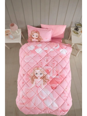 Clasy Ranforce %100 Pamuk Tek Kişilik Yorgan Seti Sweet Princess V1 Pudra
