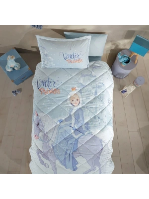 Clasy Ranforce %100 Pamuk Tek Kişilik Yorgan Seti Winter Princess V1 Turkuaz