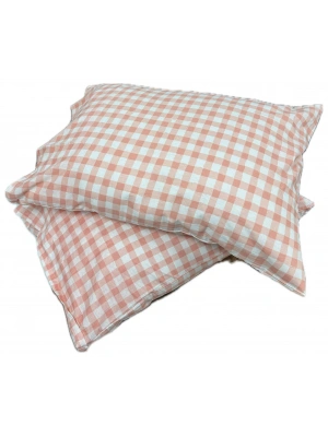 Clasy Ranforce 2 Adet Yastık Kılıfı Ekoseli Desenli Pembe