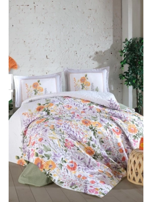 Clasy Ranforce Dört Mevsim Çift Kişilik Set Galya V1 Yeşil