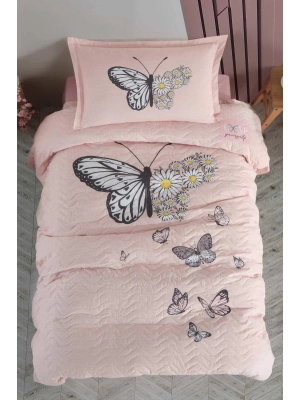 Clasy Ranforce Dört Mevsim Set Tek Kişilik  DAİSY LOVE V2 Somon