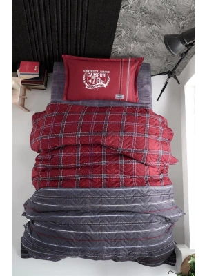 Clasy Ranforce Dört Mevsim Tek Kişilik Set Campus V1 Bordo