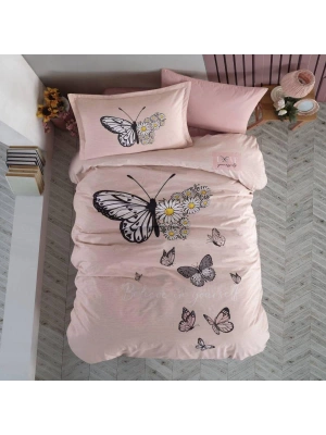 Clasy Ranforce Genç Nevresim Takımı Tek Kişilik Daisy Love V2 Somon