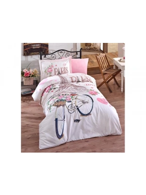 Clasy Ranforce Genç Nevresim Takımı Tek Kişilik Paris Love V1 Pembe