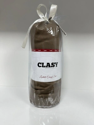 Clasy Ranforce Lastikli Çarşaf Seti Tek Kişilik Düz Kahverengi